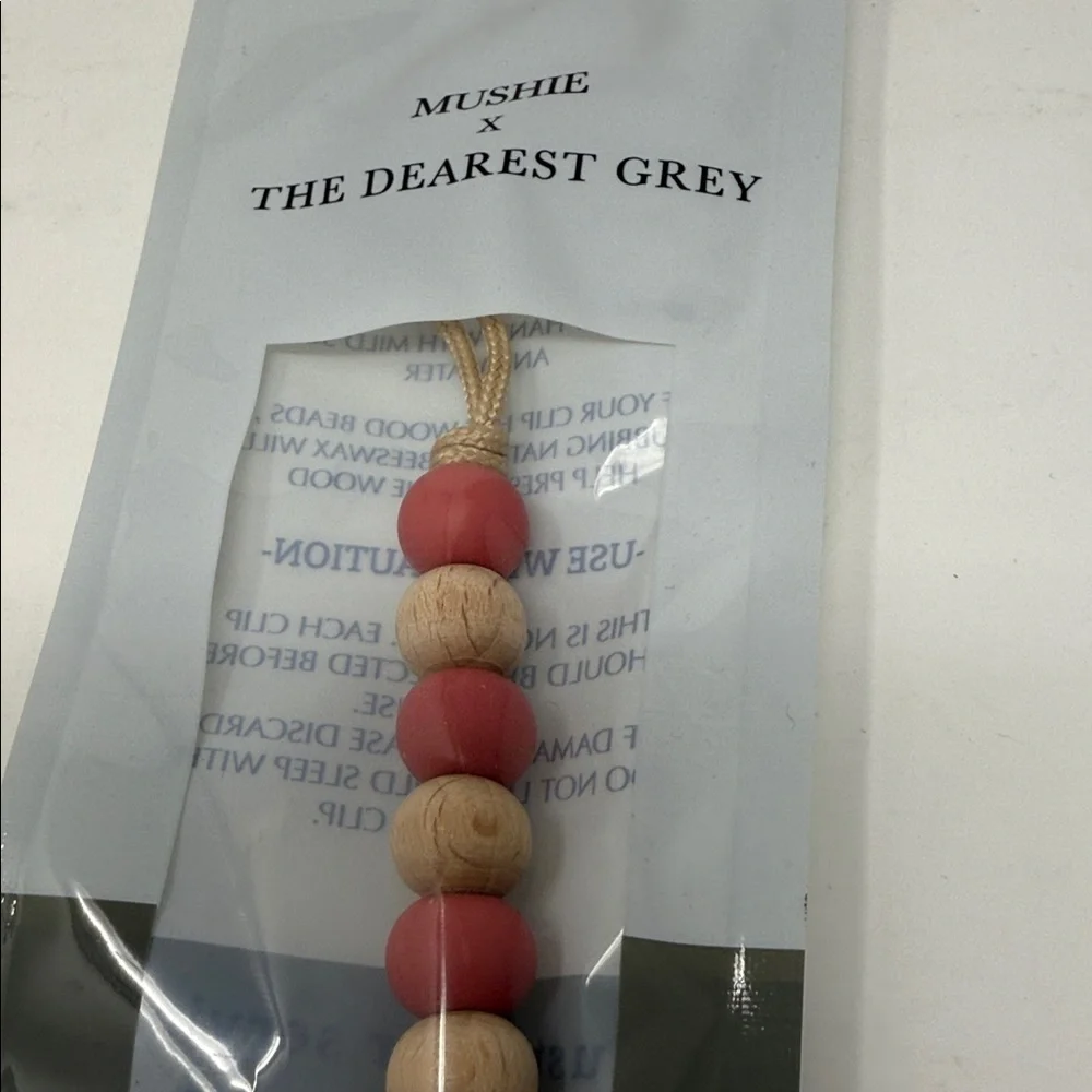 Mushie x The Dearest Grey Pacifier Clip Brand New